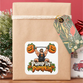 Pumpa Powerhouse – Halloween Fitness Freaks Fyrkantigt Klistermärke