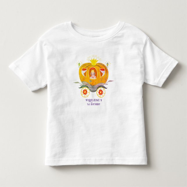 Pumpa Prinsessa Vagn Vilda Blommor Födelsedag T Shirt (Framsida)