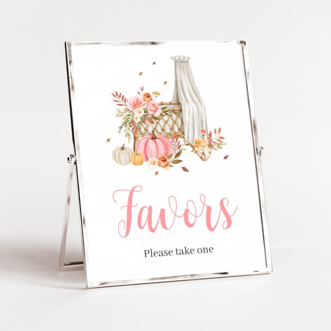 Pumpa Pumpkin Favor Baby Shower Poster (Fall Autumn Pumpkin Baby Shower Favors Sign)