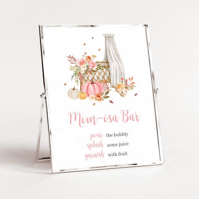 Pumpa Pumpkin mamma Osa Bar Baby Shower Poster (Fall Autumn Pumpkin Baby Shower Mom Osa Bar Sign)