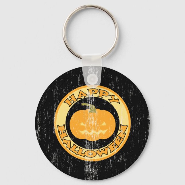 Pumpa Retro Halloween Nyckelring (Framsida)