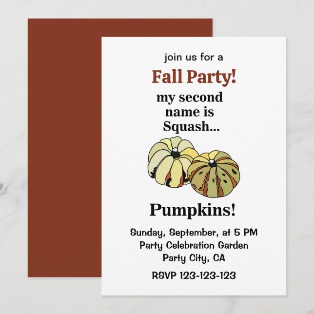 Pumpa Rolkalas till hösten Inbjudningar (Fram/baksida)