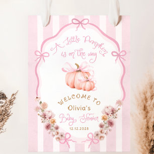 Pumpa Rosa Båge Höst Blommig Baby Shower Välkommen Poster