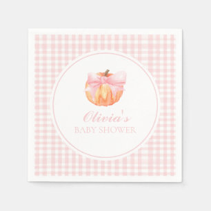 Pumpa Rosa båge och gingham baby shower Pappersservett