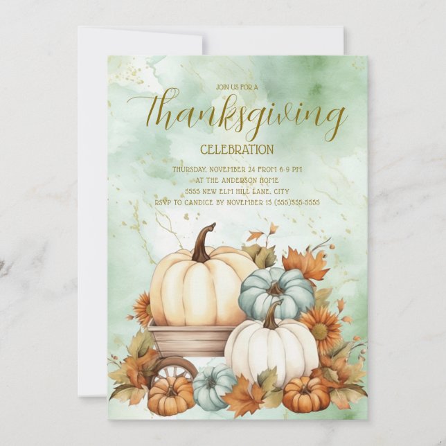 Pumpa Rustik Salvia Grön Vit Thanksgiving  (Framsida)