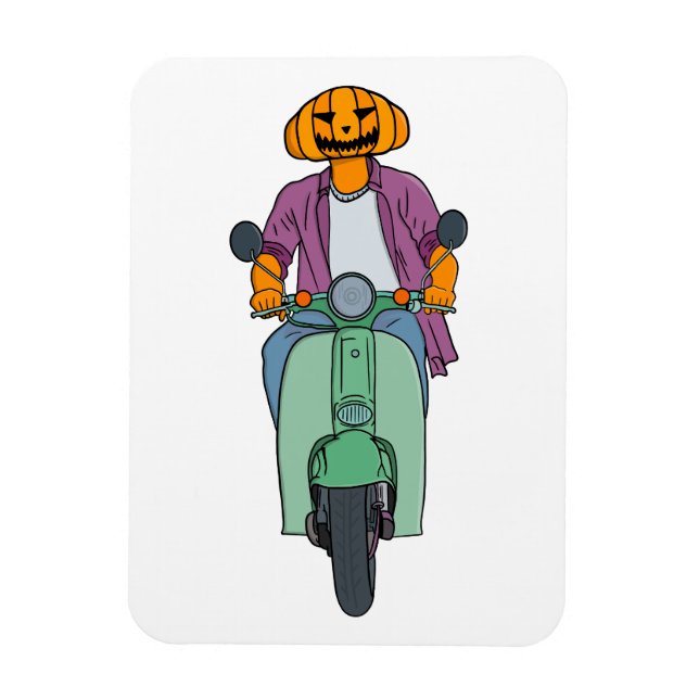 Pumpa ryttare på mintgrön scooter magnet (Vertikal)