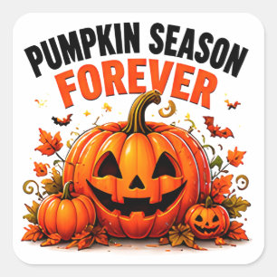 Pumpa Säsong Forever Glad Höst Halloween Fyrkantigt Klistermärke