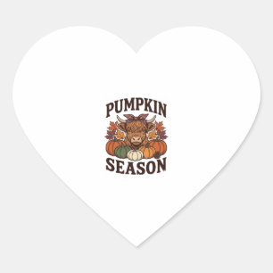 Pumpa Säsong Highland Ko Vintage Höst Tröja_1 Hjärtformat Klistermärke