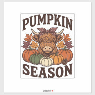 Pumpa Säsong Highland Ko Vintage Höst Tröja_1 Klistermärken