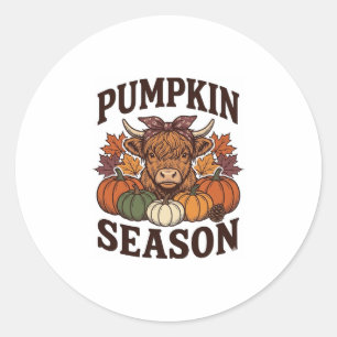 Pumpa Säsong Highland Ko Vintage Höst Tröja_1 Runt Klistermärke