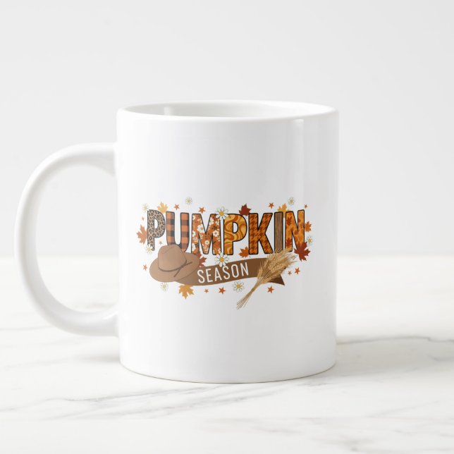 Pumpa säsong höstmugg, mysig höst estetik jumbo mugg (Vänster)