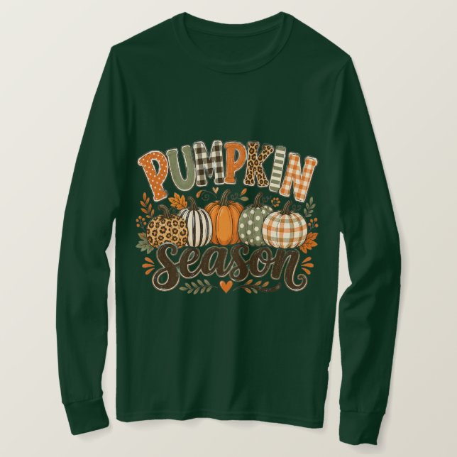Pumpa Säsong Långärmad T Shirt (Design framsida)