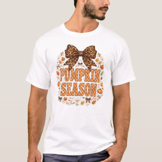 Pumpa Säsong Leopard Båge Coquette Höst T-Shirt