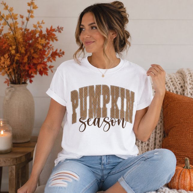 Pumpa Säsong Prickig Höst Typografi T Shirt (Skapare uppladdad)