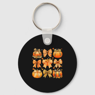 Pumpa Säsong Thanksgiving Coquette Bow Höst Fa Nyckelring