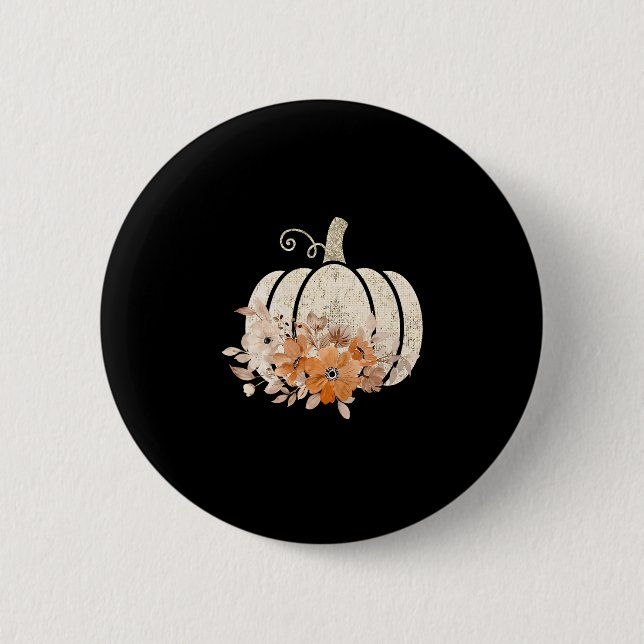 Pumpa Säsong Vildblomma Tacksgiving Höst Fall Knapp (Framsida)
