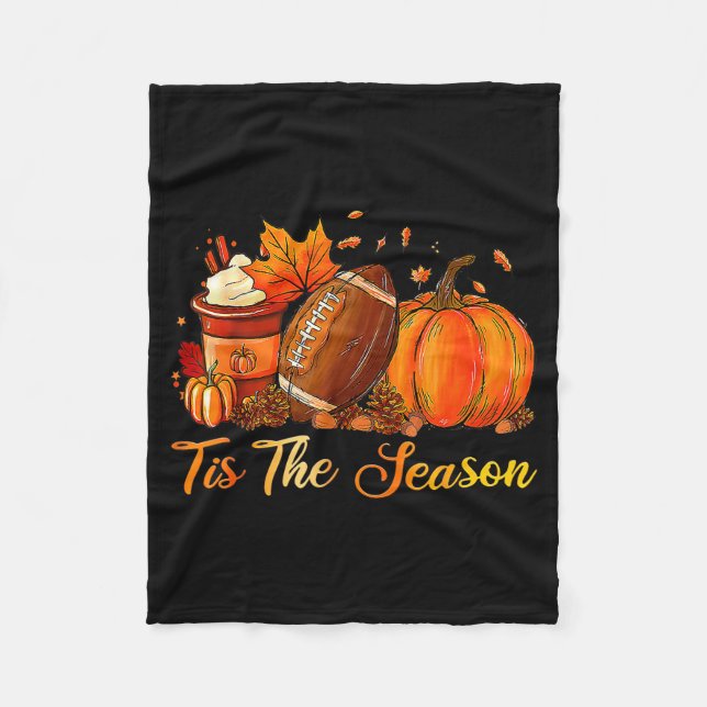 Pumpa Sce Fotboll Tis The Season Höst Thanksgiving Fleecefilt (Framsidan)
