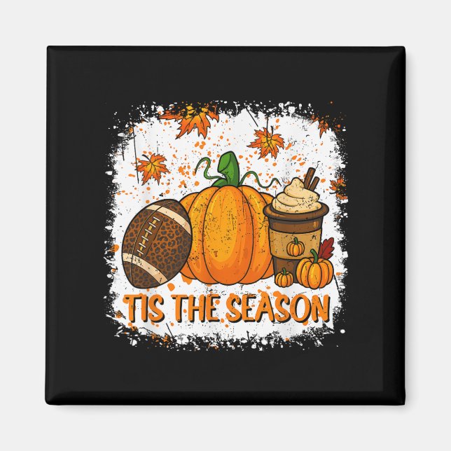 Pumpa Sce Fotboll Tis The Season Höst Thanksgiving Magnet (Framsidan)