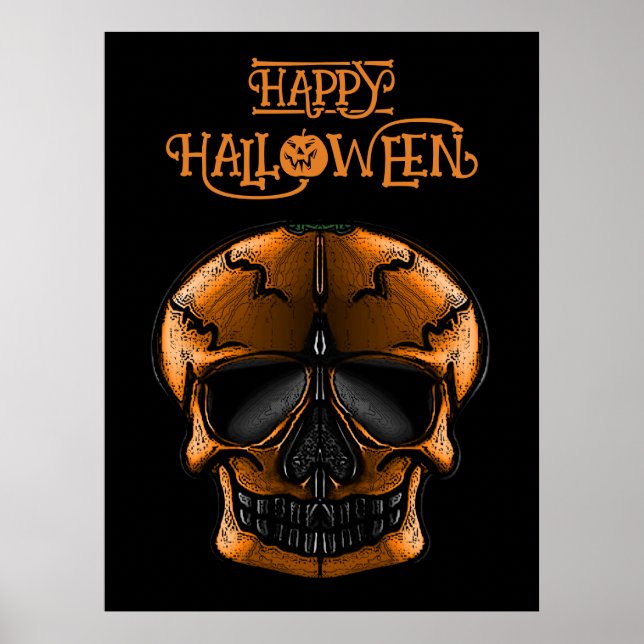Pumpa Skalle Halloweenfest  Poster (Framsidan)