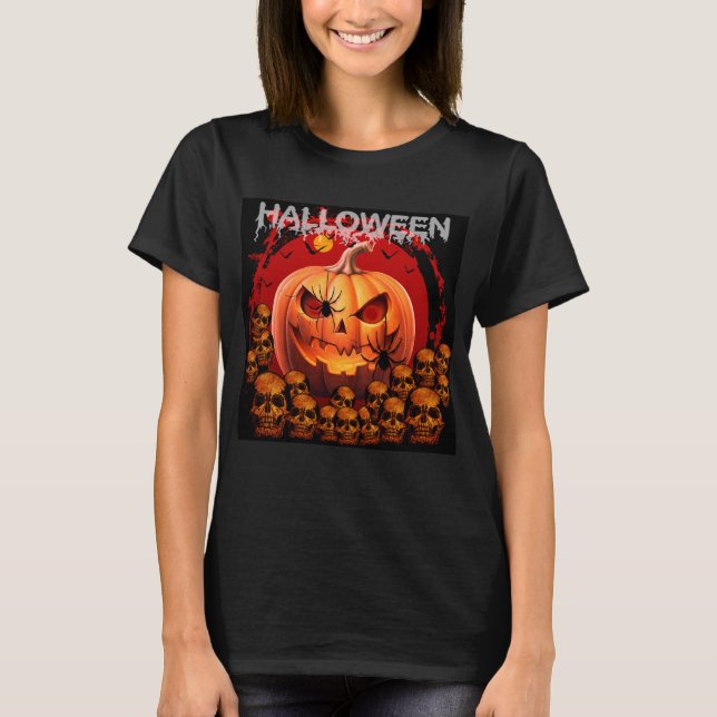 PUMPA SKALLE SKELETT HALLOWEEN  T SHIRT (Framsida)