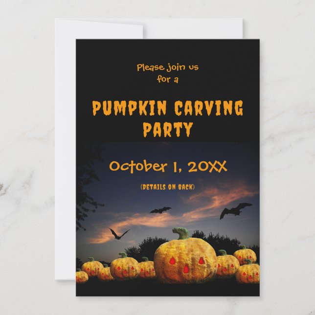 Pumpa Skär Fest halloween Pumpor fladdermöss Julkort (Framsida)
