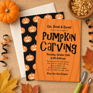 Pumpa Skärande Fest Orange Svart Halloween Inbjudningar