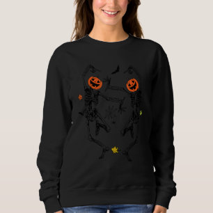 Pumpa Skelett Dansar Kuslig Säsong Lönnlöv T Shirt