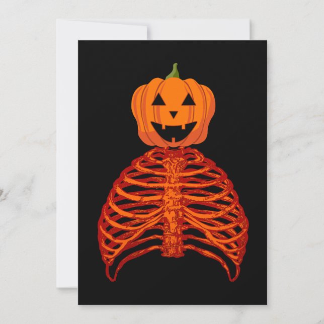 pumpa skelett halloween  inbjudningar (Framsida)