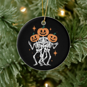 Pumpa Skelett Halloween Pumpa Kuslig Säsong Julgransprydnad Keramik