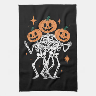 Pumpa Skelett Halloween Pumpa Kuslig Säsong Kökshandduk