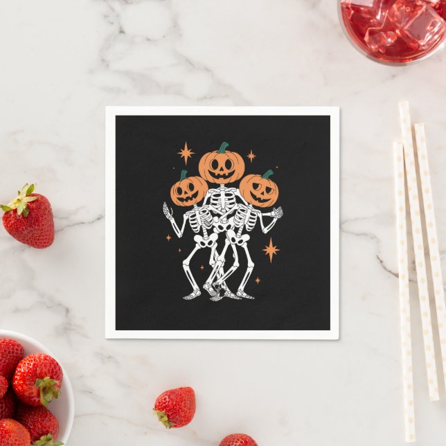 Pumpa Skelett Halloween Pumpa Kuslig Säsong  Pappersservett (Insitu)