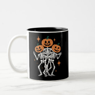 Pumpa Skelett Halloween Pumpa Kuslig Säsong Två-Tonad Mugg