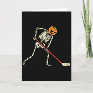 Pumpa Skelett Ishockey Rolig Halloween Sport Kort