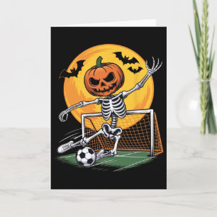 Pumpa Skelett Målvakt Fotboll Halloween Kuslig Sp Kort