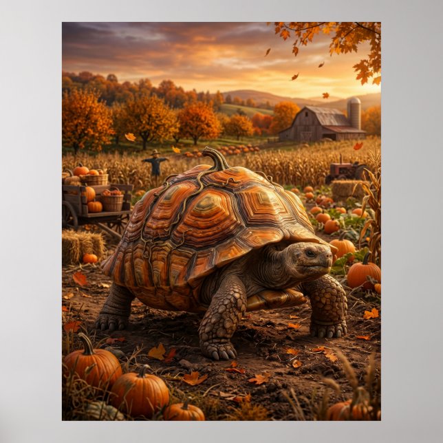 Pumpa Sköldpadda Skörd Poster (Framsidan)