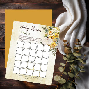 Pumpa skörd   Guld Blommig Baby Shower Bingo