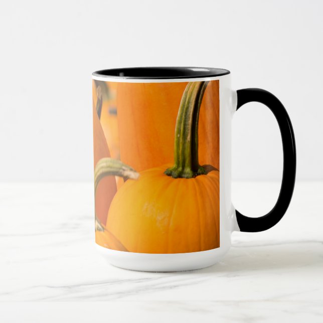 Pumpa Skörd Svart 15 oz Ringer Mugg (Höger)
