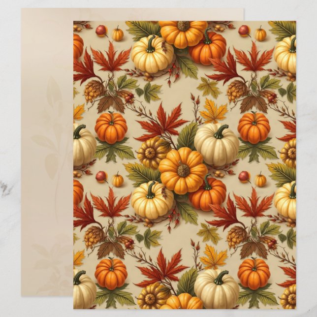 Pumpa Skörda Scrapbookpapper (Fram/baksida)