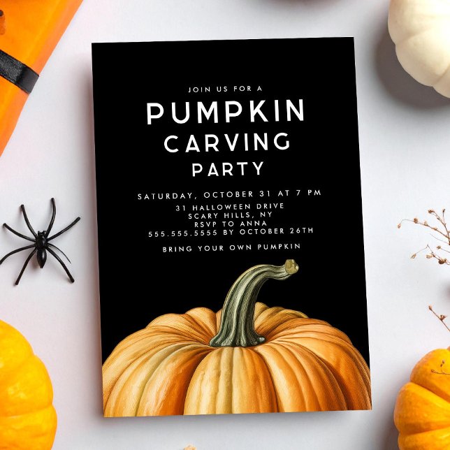 Pumpa snidning inbjudan för Halloween-fest (Skapare uppladdad)