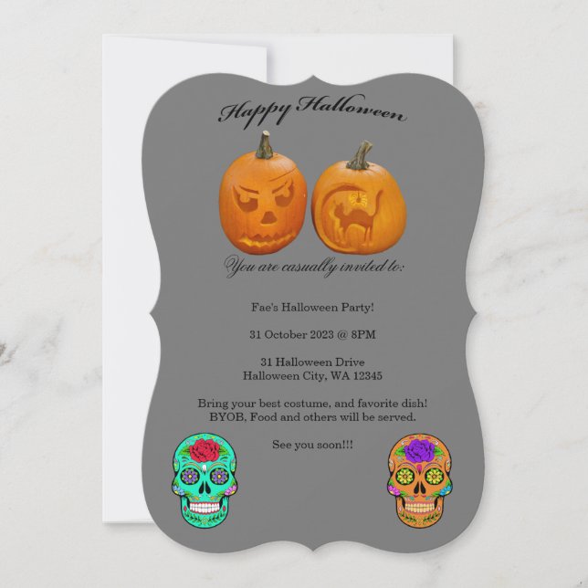 Pumpa Socker Skalle Halloweenfest Inbjudan (Framsida)
