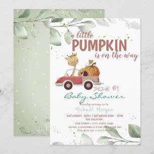 Pumpa Solros Lastbil Drive By Baby Shower Inbjudningar