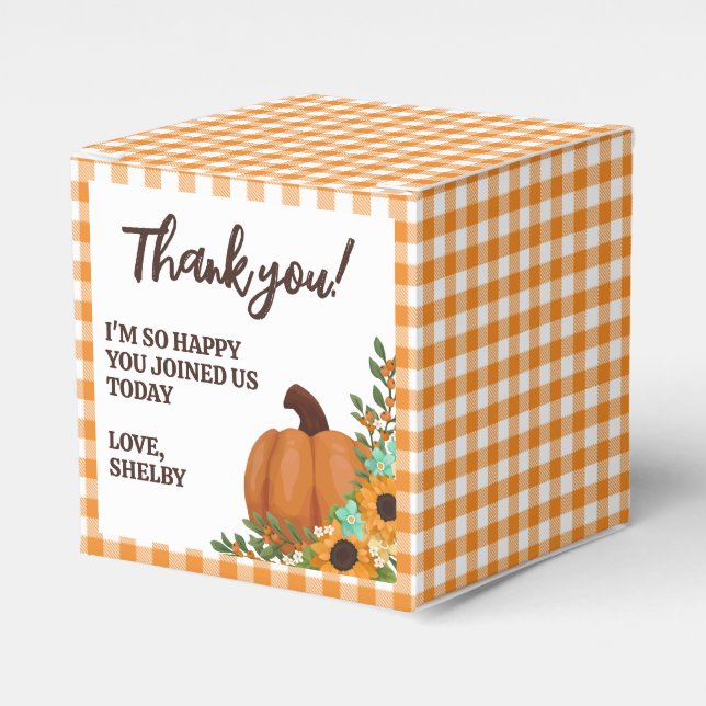 Pumpa & Solros Orange Gingham Tack Presentaskar (Framsidan Sidan)