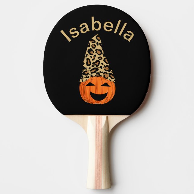 Pumpa som bär en leopardhatt pingisracket (Framsidan)