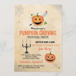 Pumpa som snider halloween festcoctailwebs inbjudningar