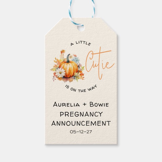 Pumpa Söt Graviditet Meddelande Presentetikett (Framsidan)