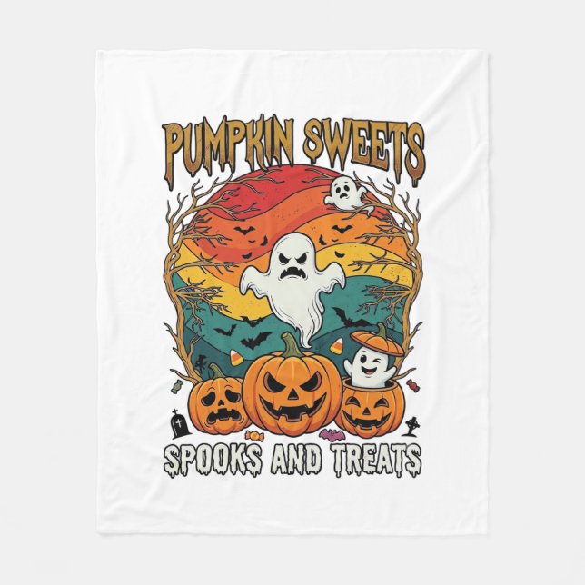 Pumpa Sötsaker Spöken Gods Halloween Spöken Pump Fleecefilt (Framsidan)