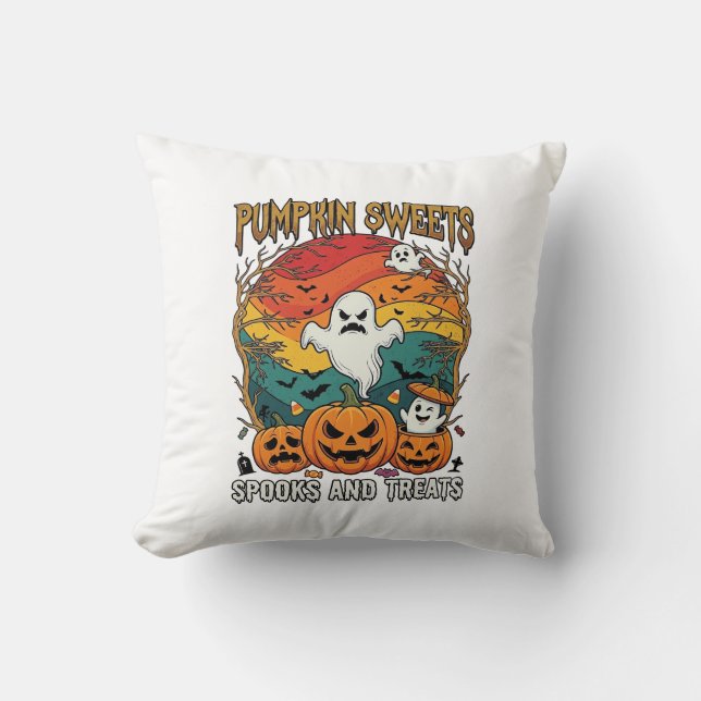 Pumpa Sötsaker Spöken Gods Halloween Spöken Pump Kudde (Framsida)