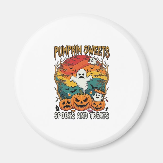 Pumpa Sötsaker Spöken Gods Halloween Spöken Pump Magnet (Framsidan)