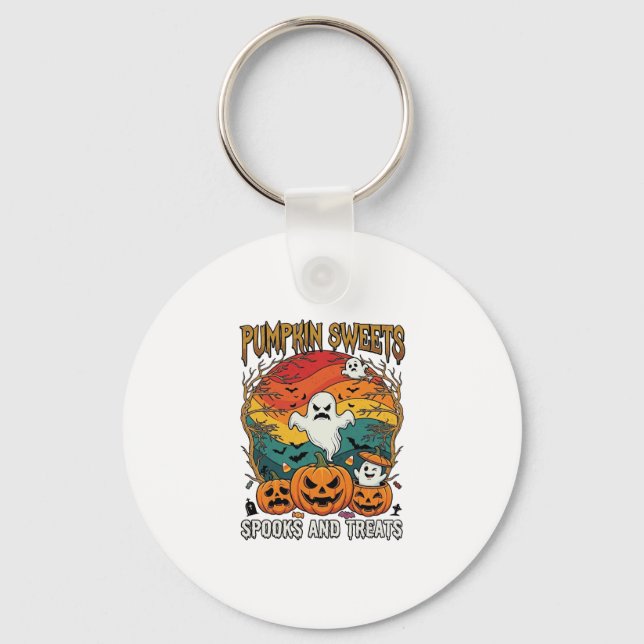 Pumpa Sötsaker Spöken Gods Halloween Spöken Pump Nyckelring (Framsida)