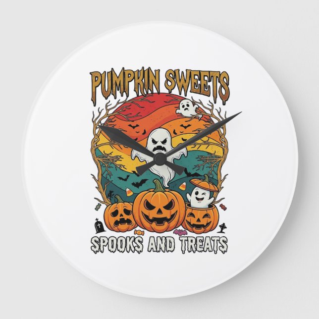 Pumpa Sötsaker Spöken Gods Halloween Spöken Pump Stor Klocka (Framsida)